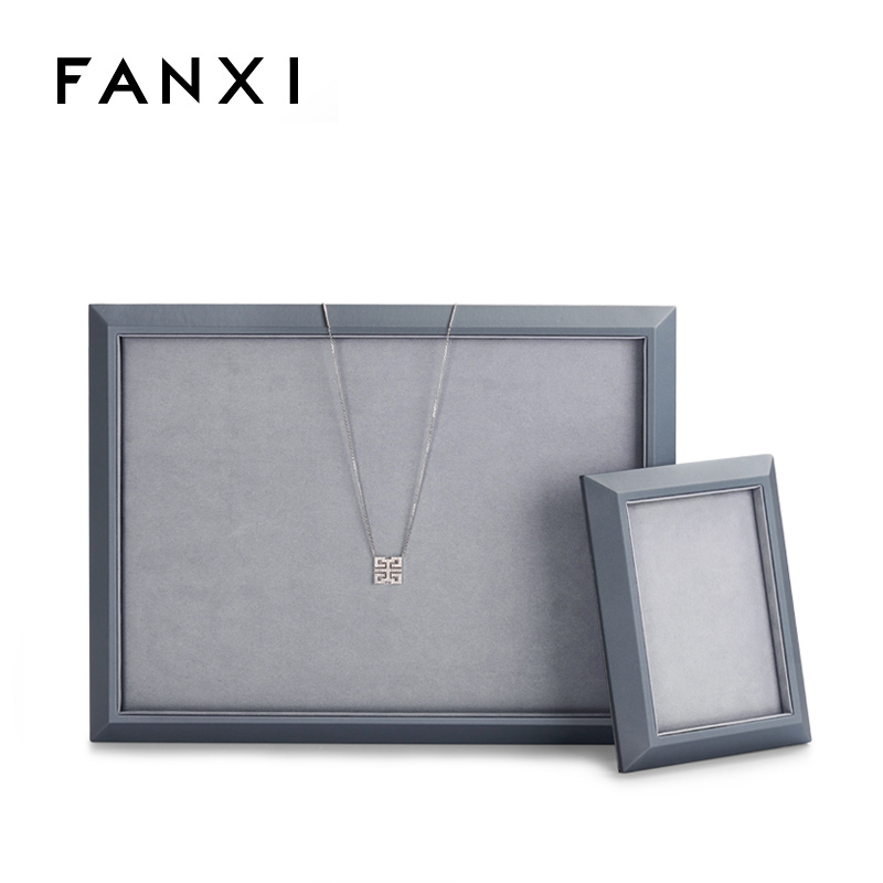 FANXI custom gray jewelry display tray with microfiber inside