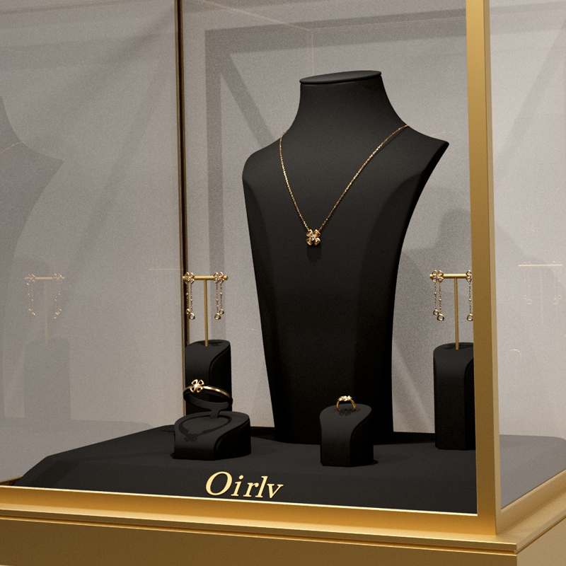 FANXI luxury new design black microfiber jewelry display set