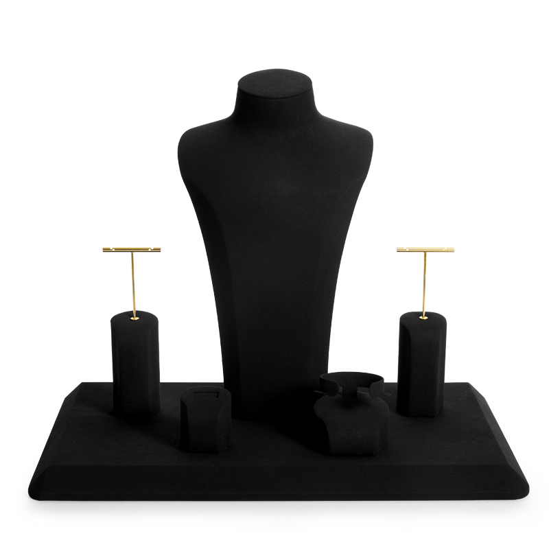 FANXI luxury new design black microfiber jewelry display set