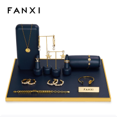 FANXI luxury new design blue leather jewelry display set