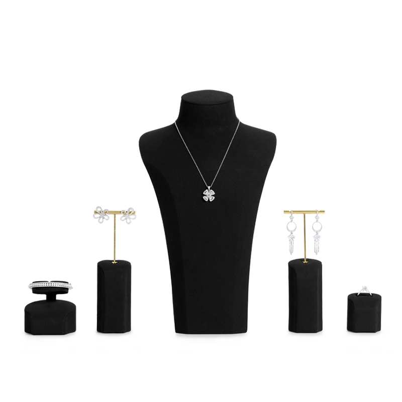 FANXI luxury new design black microfiber jewelry display set