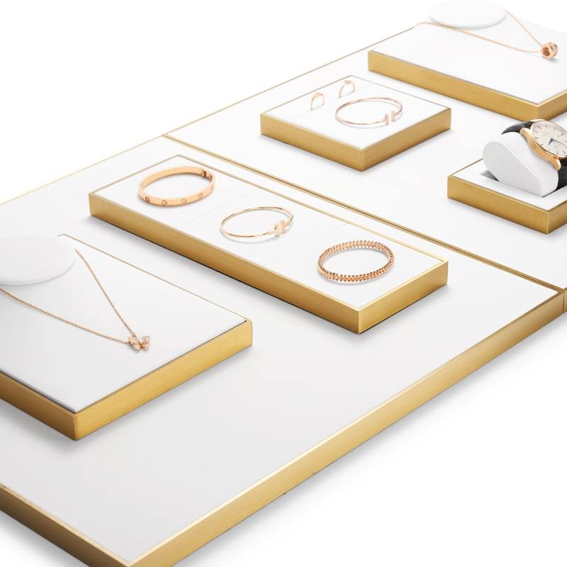 FANXI factory white colour jewelry display set with metal frame