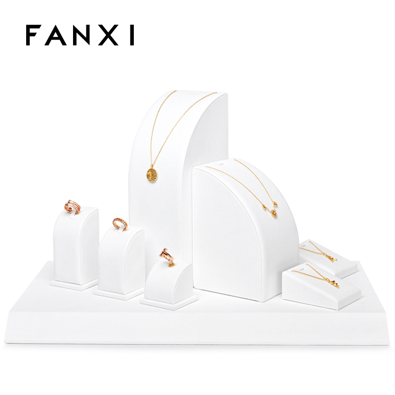 FANXI luxury metal frame with white microfiber jewellery display set