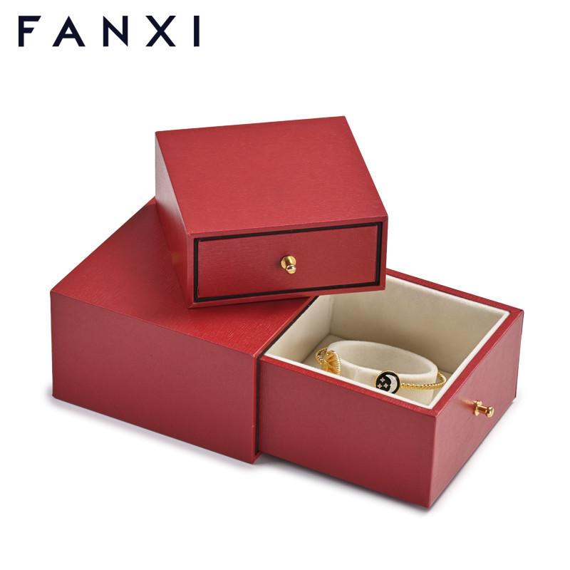 Custom logo red drawer jewelry packaging box