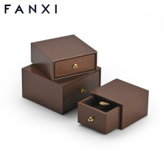 Unique brown drawer type jewelry packing box