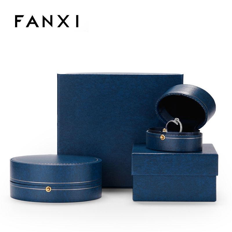 High-end blue round shape jewelry packaging box