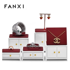 Luxury white jewelry display stand set for ring earring pendant bangle bracelet necklace