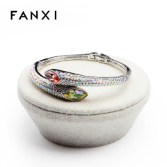 FANXI All Match Creamy White Linen Jewelry Display Stand For Ring Earrings Bracelet Bangle Necklace Exhibitor