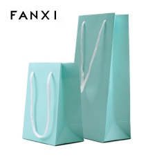 FANXI Wholesale Custom Paper Shopping Bags With Handle For Jewelry Gift Cosmetic Store Packaging Green Fancy Leatherette Paper Gift Bag