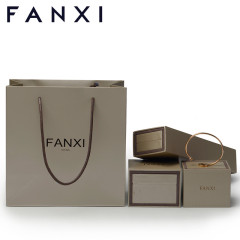 FANXI Wholesale Custom Logo Printing Coated Paper Shopping Bag For Jewelry Cloth Boutique Shop Luxury Brown Paper Packing Bag