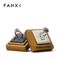 FANXI OEM Jewellery Display Stand With Microfiber Insert Solid Wood Jewelry Ring Display Holder