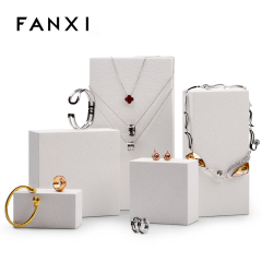 Luxury white jewelry display stand set for ring necklace earring bangle bracelet pendant