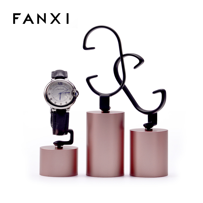 FANXI elegant new high quality metal acrylic C-ring bangle watch stand display set