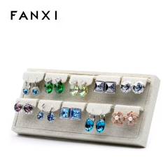 FANXI Custom Logo High Quality Linen Fabric Jewelry Display Earring Stand