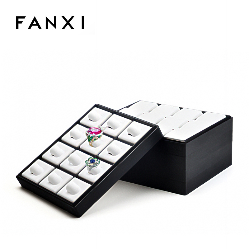 FANXI Wholesale Custom Cheap Jewellery Display Trays For Ring Earrings Necklace Pendant Ear Stud Showcase Plastic Jewelry Tray