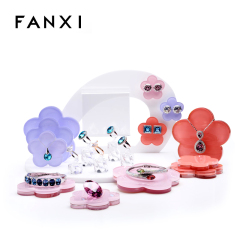 FANXI Luxury Custom Logo Flower Shape Acrylic Jewelry Display Set For Ring Earrings Necklace Bangle Holder
