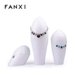 FANXI Artistic Balloon Shape Shop Decoration Necklace Jewelry Display Holder White Lacquer Resin Necklace Stand