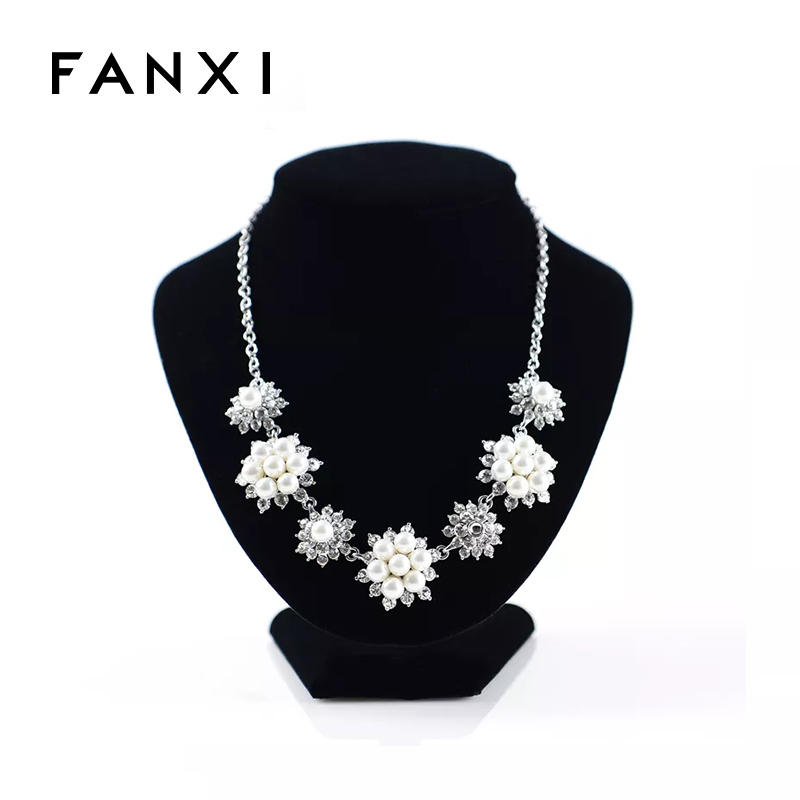 FANXI Custom Luxury Classic For Jewelry Shop And Window Showcase Black Velvet Necklace Display