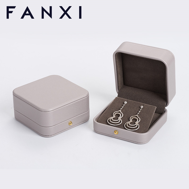 FANXI custom logo & colour leather jewelry packaging box with velvet inside