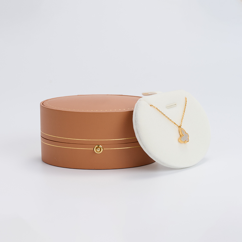 FANXI custom logo & colour leatherette jewelry packaging box with beige velvet inside