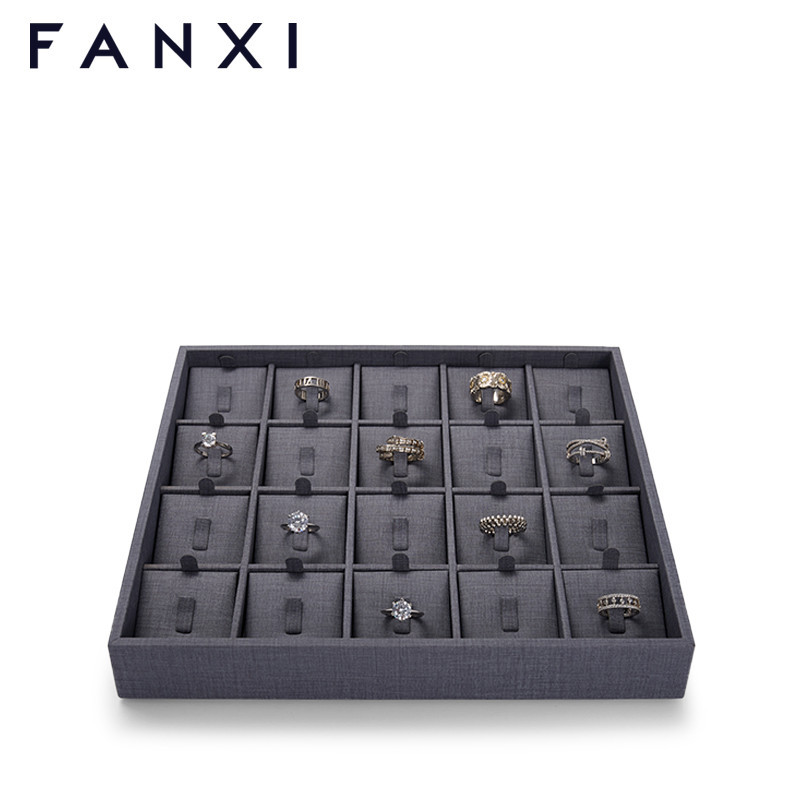 FANXI custom grey leather jewellery display tray