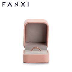 FANXI custom pink microfiber jewelry ring packing box