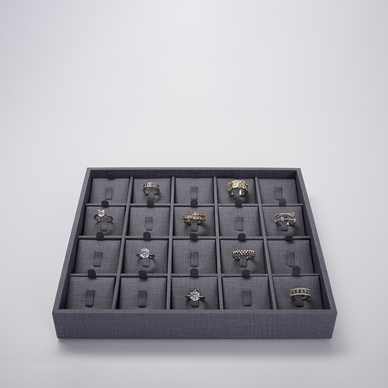 FANXI custom grey leather jewellery display tray