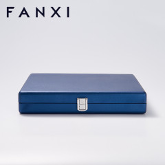 FANXI custom logo & colour blue PU leather jewelry case