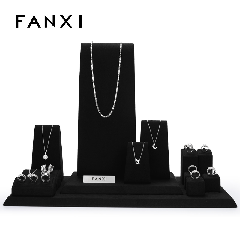 FANXI factory black microfiber jewelry display set