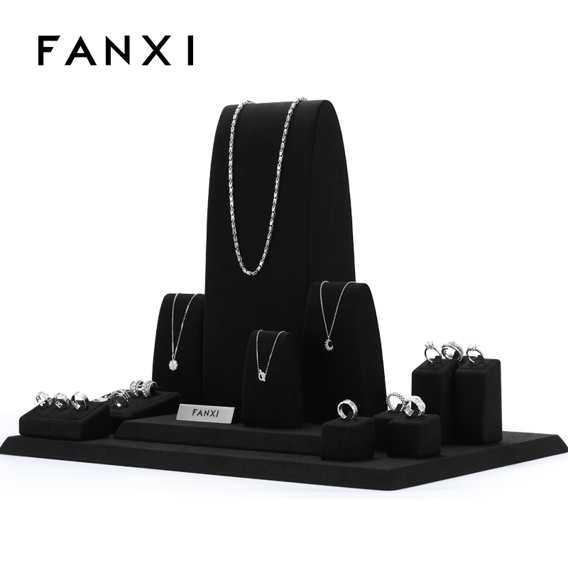 FANXI factory black microfiber jewelry display set