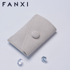 FANXI factory customize logo colour gray microfiber jewelry pouch