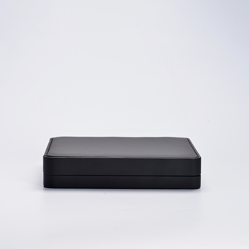 FANXI factory customize logo colour black leather jewellery box with gray microfiber inside