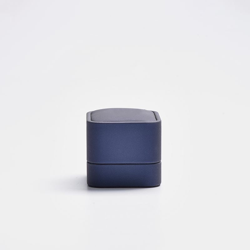 FANXI factory customize logo colour navy blue leather jewellery box with microfiber inside