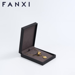 FANXI factory customize logo colour balck jewelry packaging box with microfiber inside