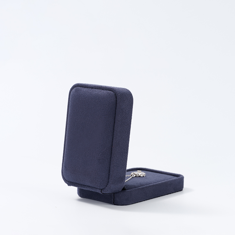 FANXI factory customize logo colour navy blue suede jewelry box