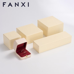 FANXI factory customize logo colour leather jewelry box with microfiber inside