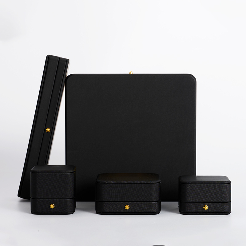 FANXI factory customize logo colour black leather jewelry packaging box with outer packing