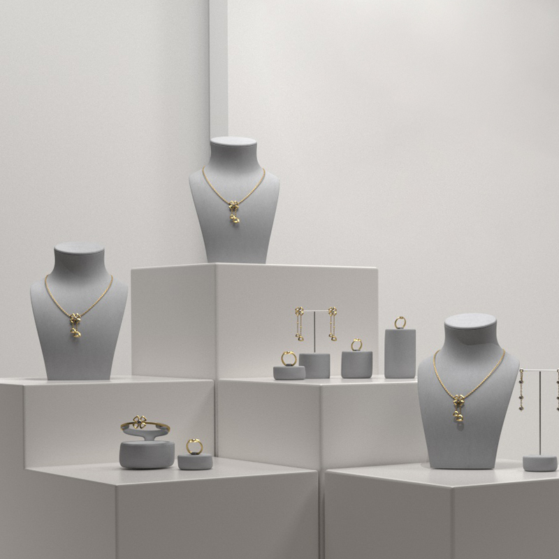 FANXI luxury gray microfiber jewelry display set