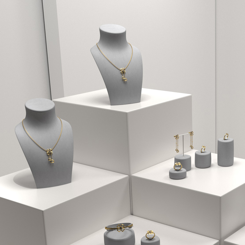 FANXI luxury gray microfiber jewelry display set