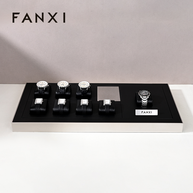 FANXI wholesale black leather watch display stand