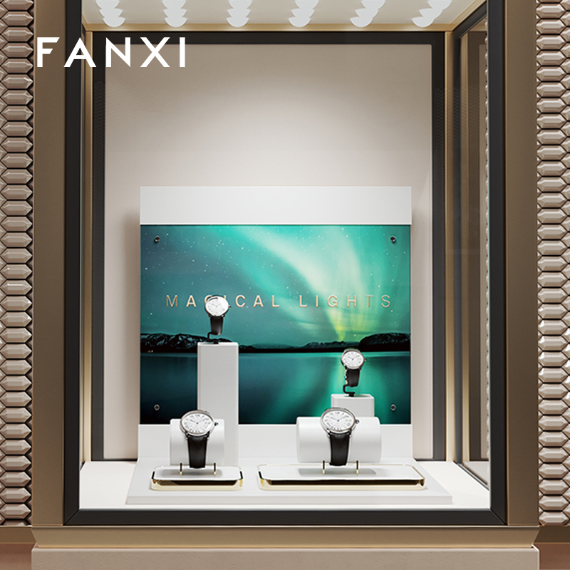 FANXI luxury white colour baking paint watch holder with background