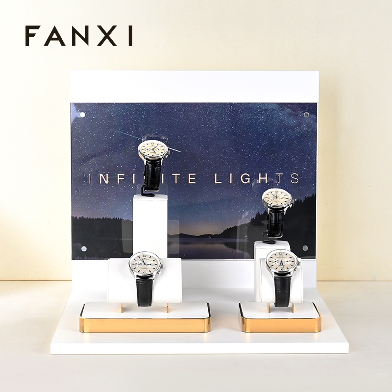 FANXI luxury white colour baking paint watch holder with background