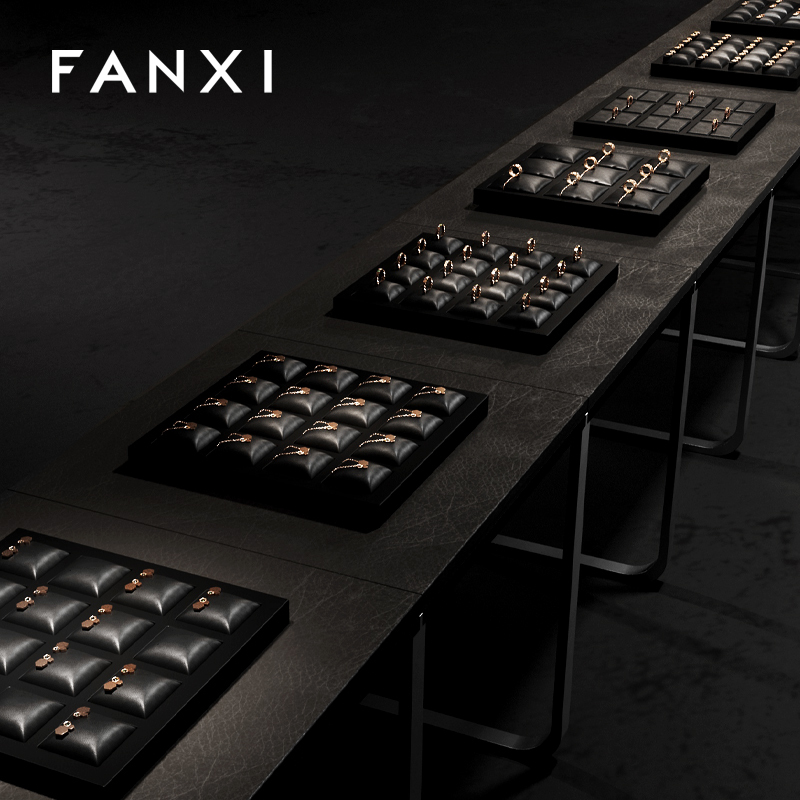 FANXI factory custom black PU leather jewelry display