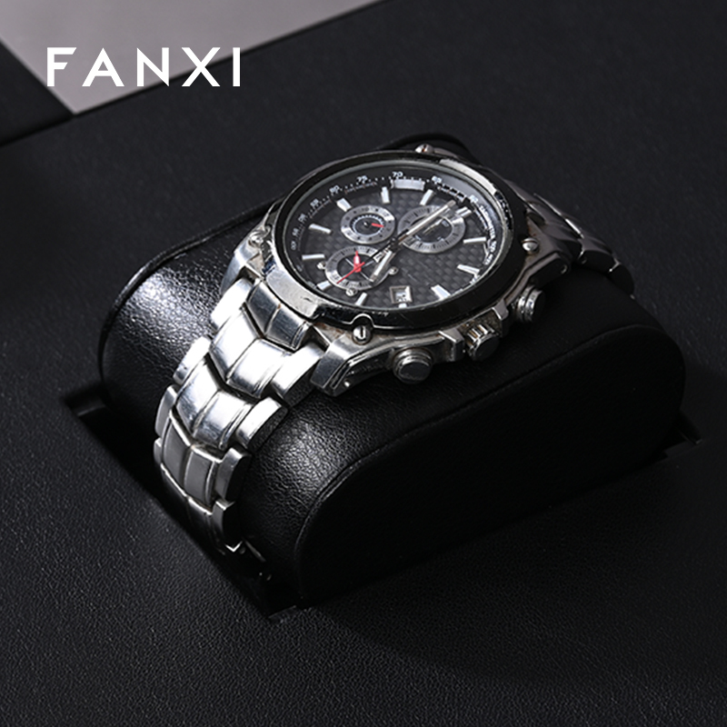 FANXI wholesale black leather watch display stand