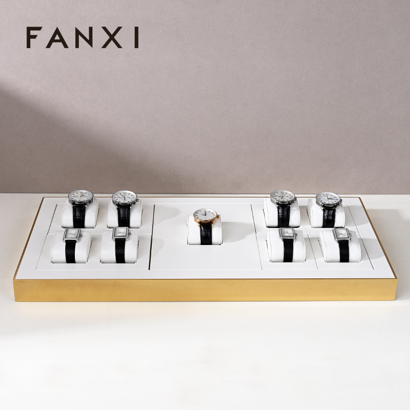 FANXI custom luxury white leather watch display stand