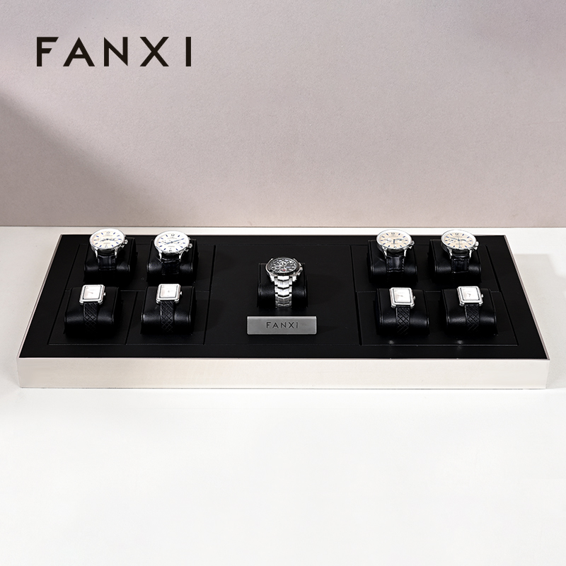 FANXI wholesale black leather watch display stand