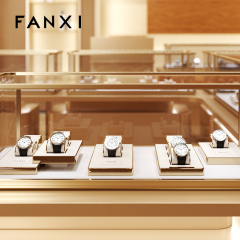 FANXI factory metal frame watch holder with beige leather