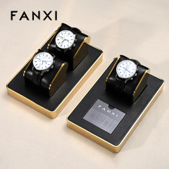 FANXI factory metal frame watch stand display holder with black leather