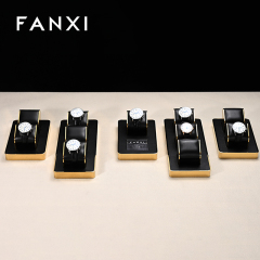 FANXI factory metal frame watch stand display holder with black leather