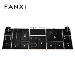 FANXI new arrival metal frame jewellery display set with black PU leather